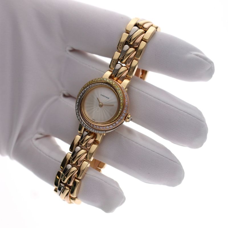Image 11 of Cartier Trinity 2357 / WG2005S5; Exclusive 18ct Yellow Gold Ladies Watch with Diamonds