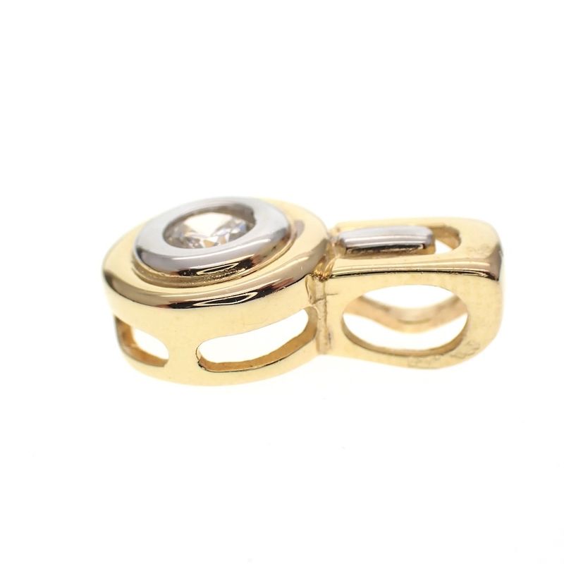 Image 4 of Two-tone gold solitaire pendant with zirconia