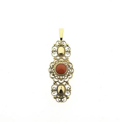 Antique gold pendant with blood coral Image 1 of Antique gold pendant with blood coral