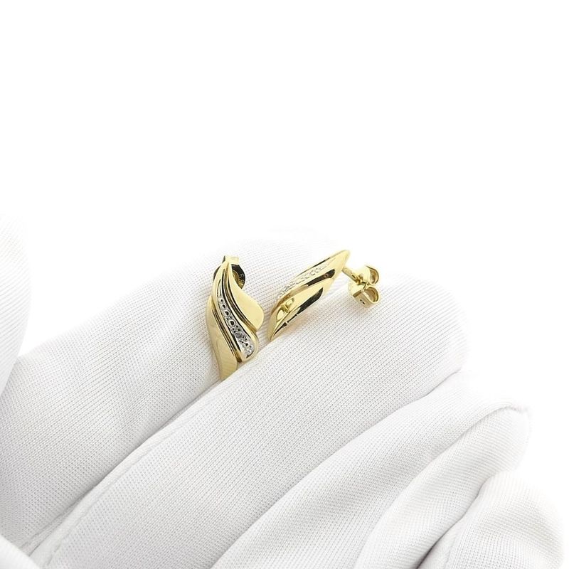 Image 7 of Gold stud earrings with diamond; 0.01 ct.