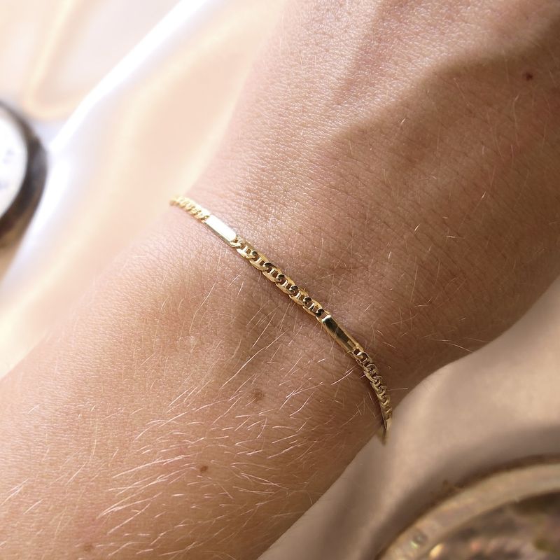 Image 4 of Gold subtle Figaro link bracelet | 18.5 cm