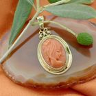 Image 6 of Vintage gold pendant with blood coral cameo