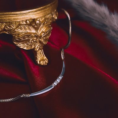 Image 2 of Two-tone gourmet link necklace with diamond pendant; 0.21 ct. | 41.5 cm