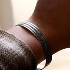 Image 7 of Silver Slave Bracelet with Rope Pattern; Size M