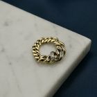 Image 6 of Two-tone gold link ring with diamond | 0.09 ct.