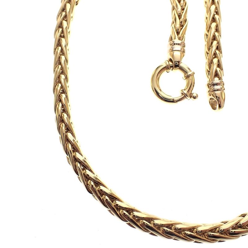 Image 1 of Gold braided necklace; Foxtail link | 45 cm