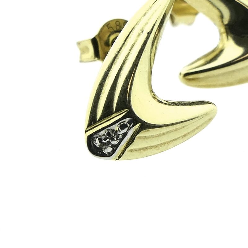 Image 6 of Gold stud earrings with diamond; 0.01 ct.