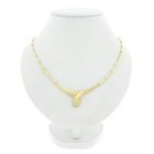 Image 1 of Gold bar link necklace with fixed pendant and zirconia