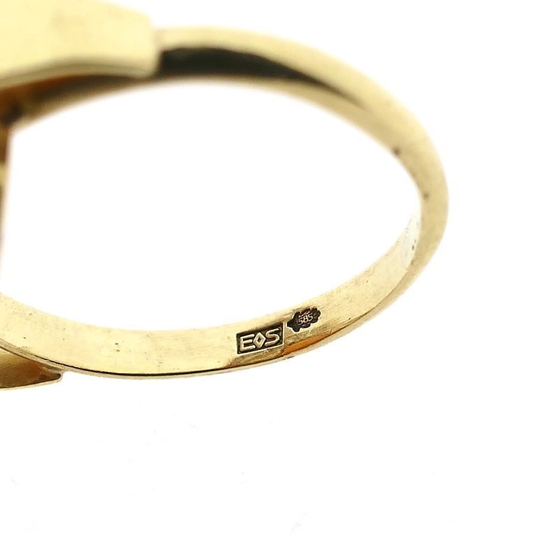 Image 6 of Gold statement ring with carnelian; 14 carat; size 15.75