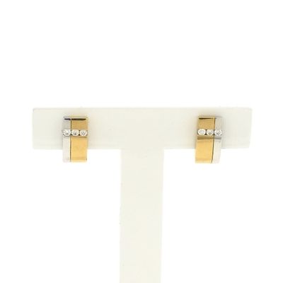 Image 1 of Bicolor gold stud earrings with diamonds