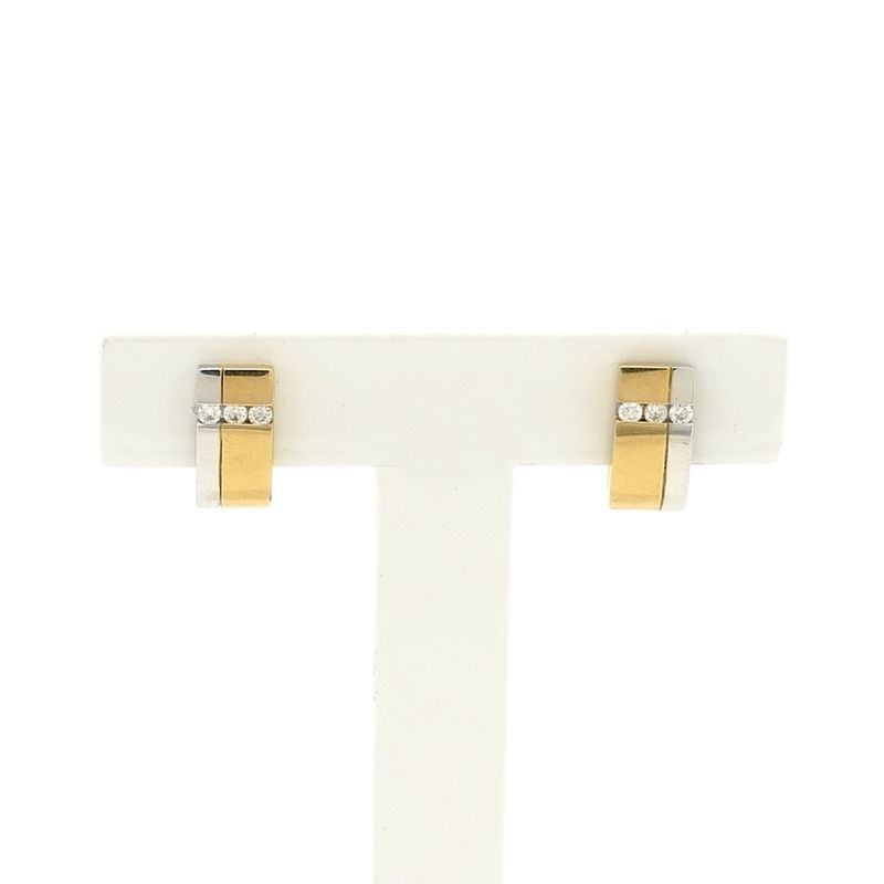 Image 1 of Bicolor gold stud earrings with diamonds