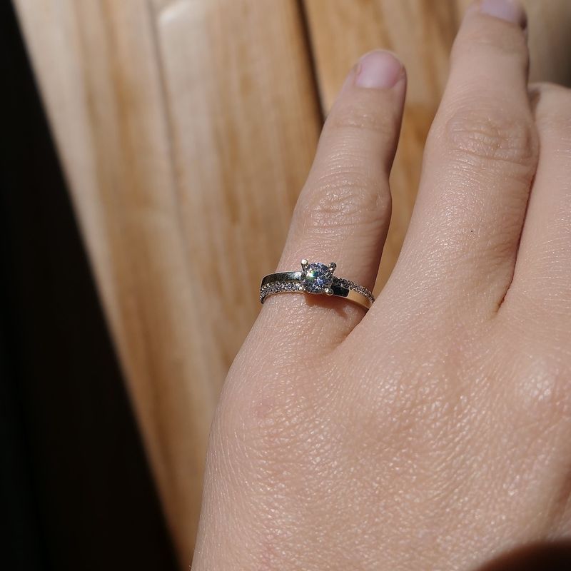 Image 8 of Gold solitaire ring with zirconia