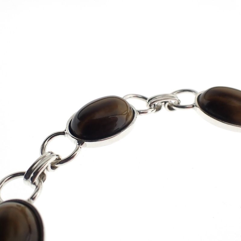 Image 4 of Vintage silver bracelet with tiger eyes | 20.5 cm