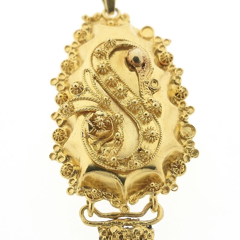 Image 3 of Antique gold pendant of a hat bell