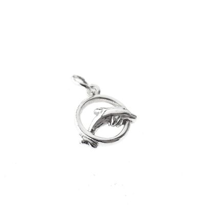 Image 2 of Silver charm; Dolphin with ring