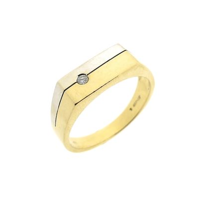 Image 1 of Jeunesse bicolor gold men's ring with diamond 0.03 ct.
