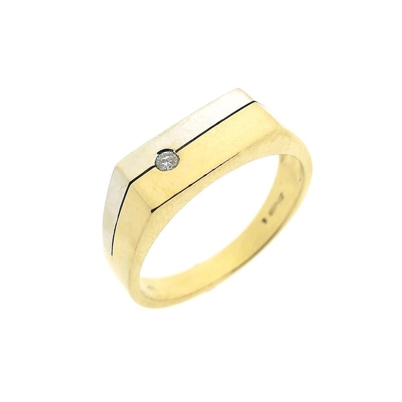 Image 1 of Jeunesse bicolor gold men's ring with diamond 0.03 ct.