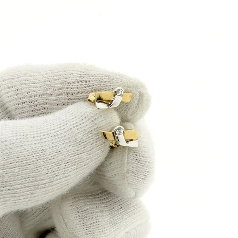 Image 7 of Bicolor gold stud earrings with zirconia