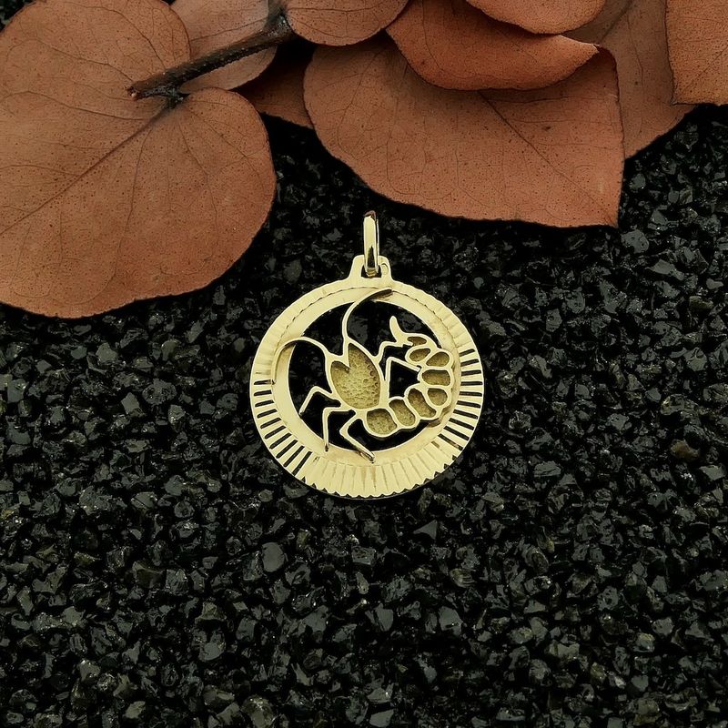 Image 2 of Gold zodiac sign pendant; Cancer