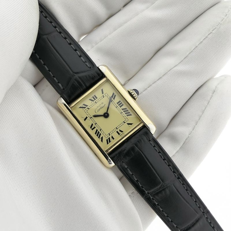 Image 7 of Cartier Tank Vermeil 3 096505; Vintage mechanisch dames horloge