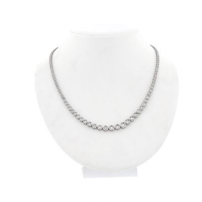 Image 1 of 18K white gold tennis necklace with 3.00 ct. diamonds | 42 cm