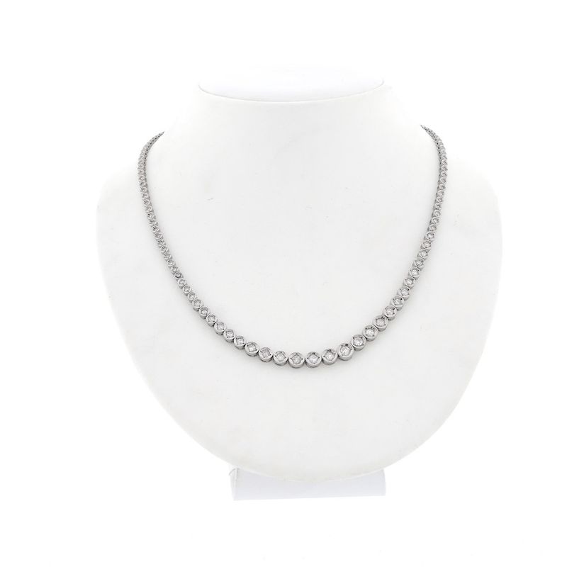 Image 1 of 18K white gold tennis necklace with 3.00 ct. diamonds | 42 cm