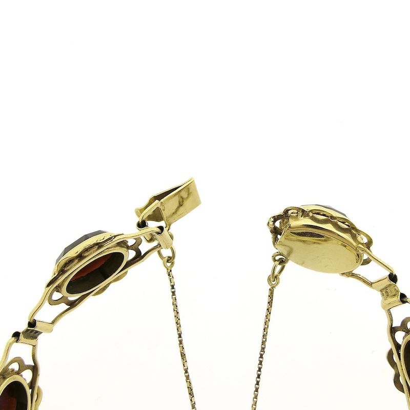 Image 3 of Vintage/antique gold boat bracelet with garnet | 19 cm