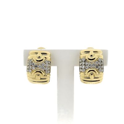 Image 1 of BVLGARI gold earrings with diamonds; 1.32 ct.