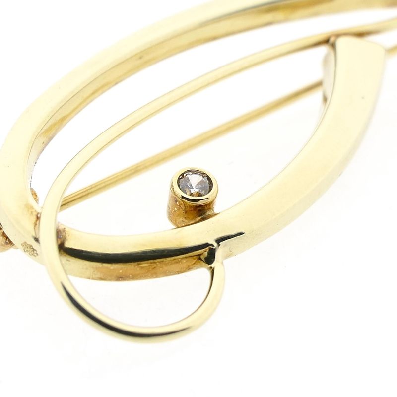 Afbeelding 7 van Vintage gouden abstracte broche met zirconia