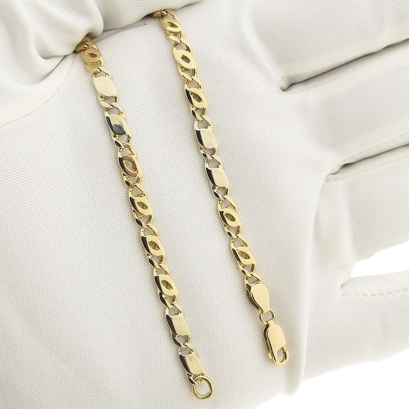 Image 9 of Two-tone gold gourmet/figaro link bracelet