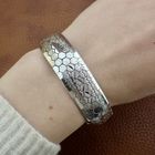 Image 4 of Silver wide link bracelet; Rhodium plated | 19 cm