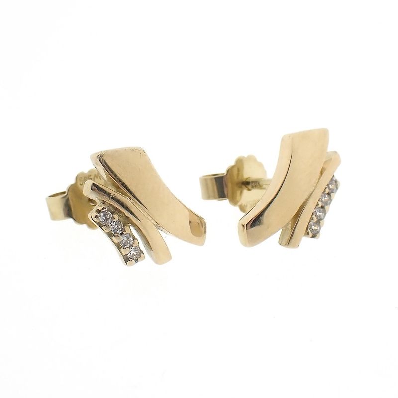 Image 6 of Gold stud earrings with zirconia
