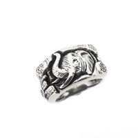 Robust silver ring with elephant