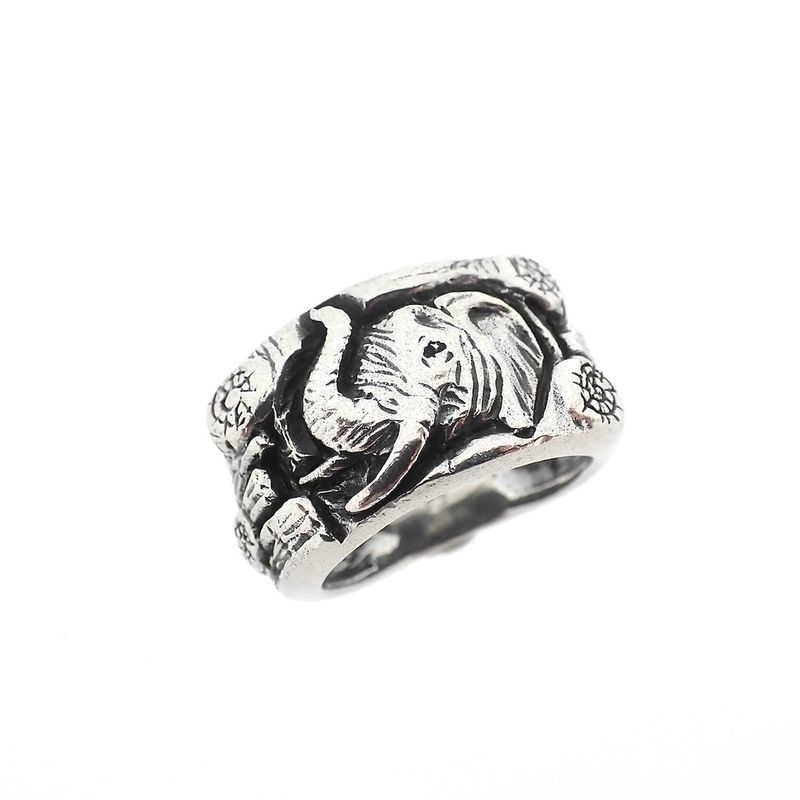 Image 1 of Robust silver ring with elephant