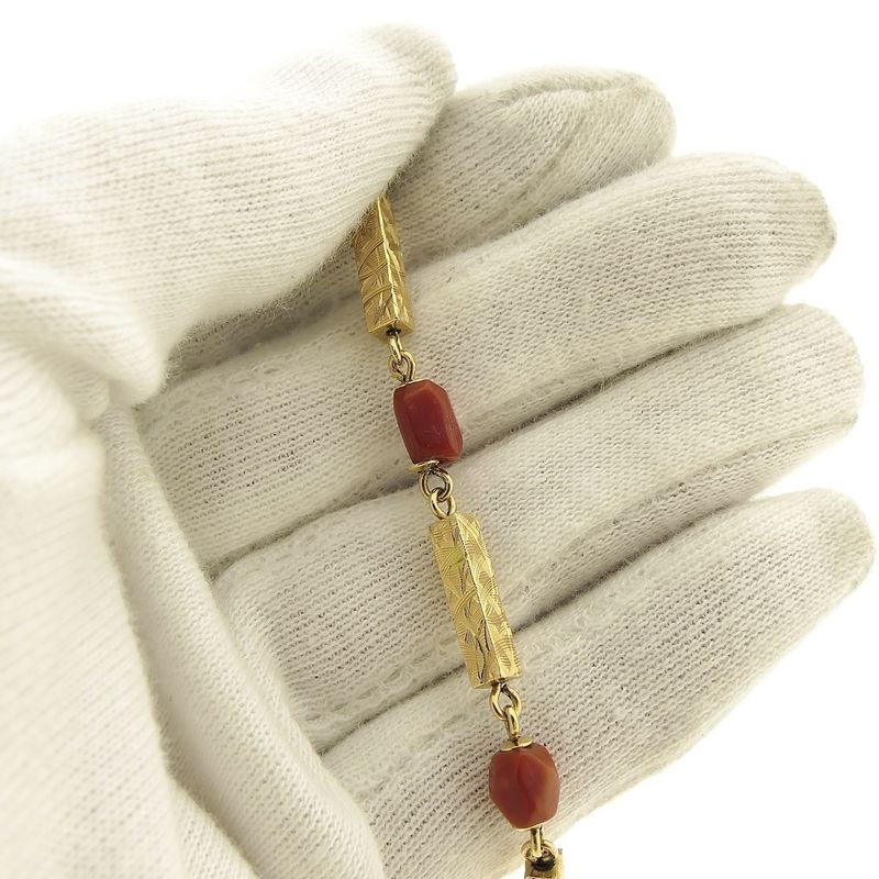 Image 7 of Vintage gold bracelet with red coral