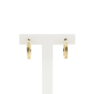 Afbeelding 1 van Gematteerd gouden oorringen met diamantslijpsel | 16.7 mm 