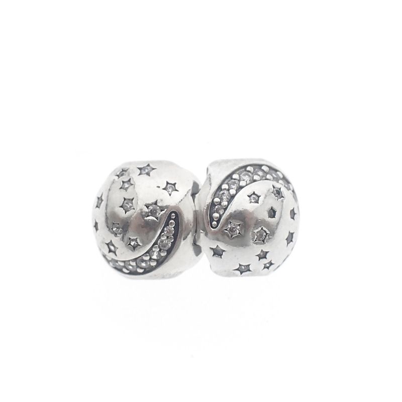 Image 4 of Pandora clip charm; Silver; Moon and Stars