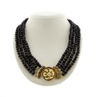 Image 1 of Antique garnet bead necklace with gold decorative clasp