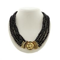 Antique garnet bead necklace with gold decorative clasp