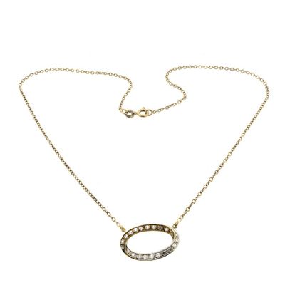 Gold link chain with bicolor fixed diamond pendant; 0.34 ct. Image 2 of Gold link chain with bicolor fixed diamond pendant; 0.34 ct.