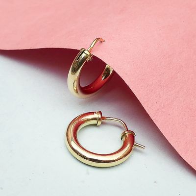 Image 2 of Gold hinged hoop earrings Ø 16.1 mm