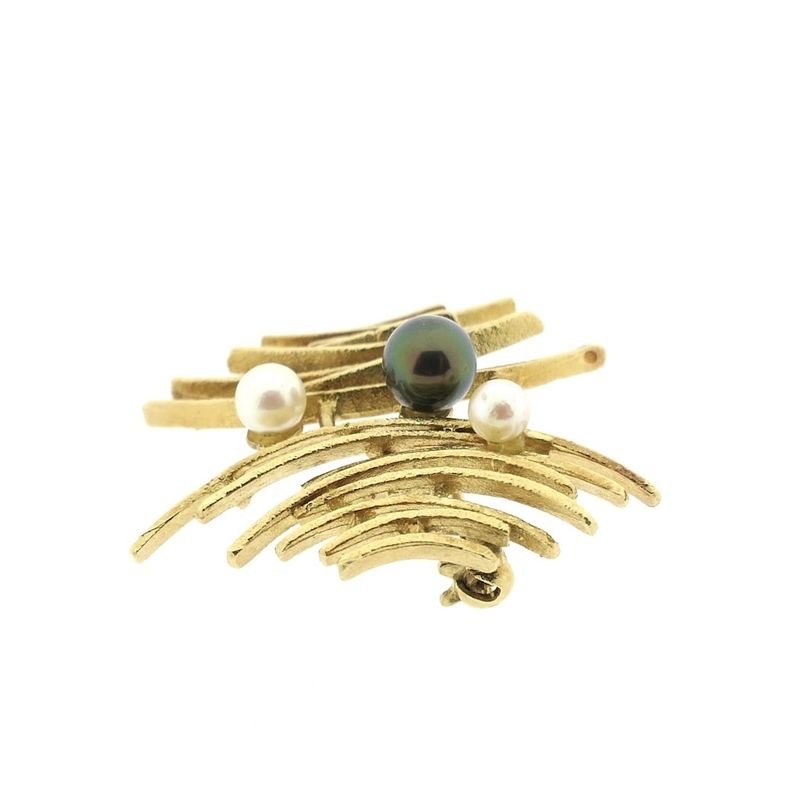 Image 4 of 60's Gold cultured pearl brooch | Tahiti