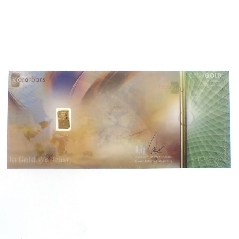 Image 2 of Gold bar of 0.1 gram 999.9 pure gold in banknote; KaratPay; CashGold