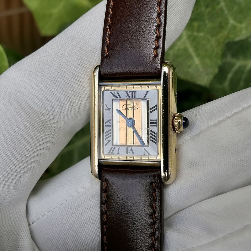Image 13 of Cartier Tank Vermeil 'Trinity' 5057001; Vintage ladies watch