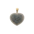 Image 1 of Gold heart pendant with blue moissanite and diamonds; approx. 2.31 ct.