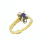Image 1 of Vintage Bicolor gold ring with sapphire and diamonds; 0.06 ct.