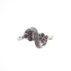Image 3 of White gold ring with red stone and diamond | 0.12 ct.