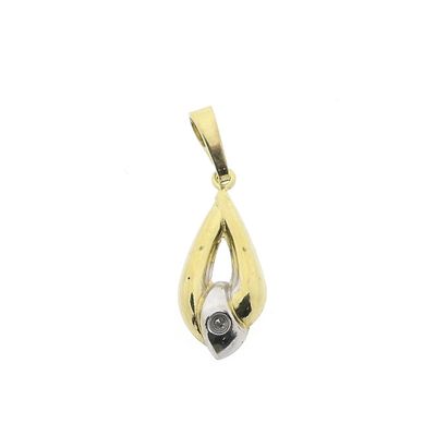 Image 1 of Two-tone gold minimalist pendant with diamond | 0.005 ct.