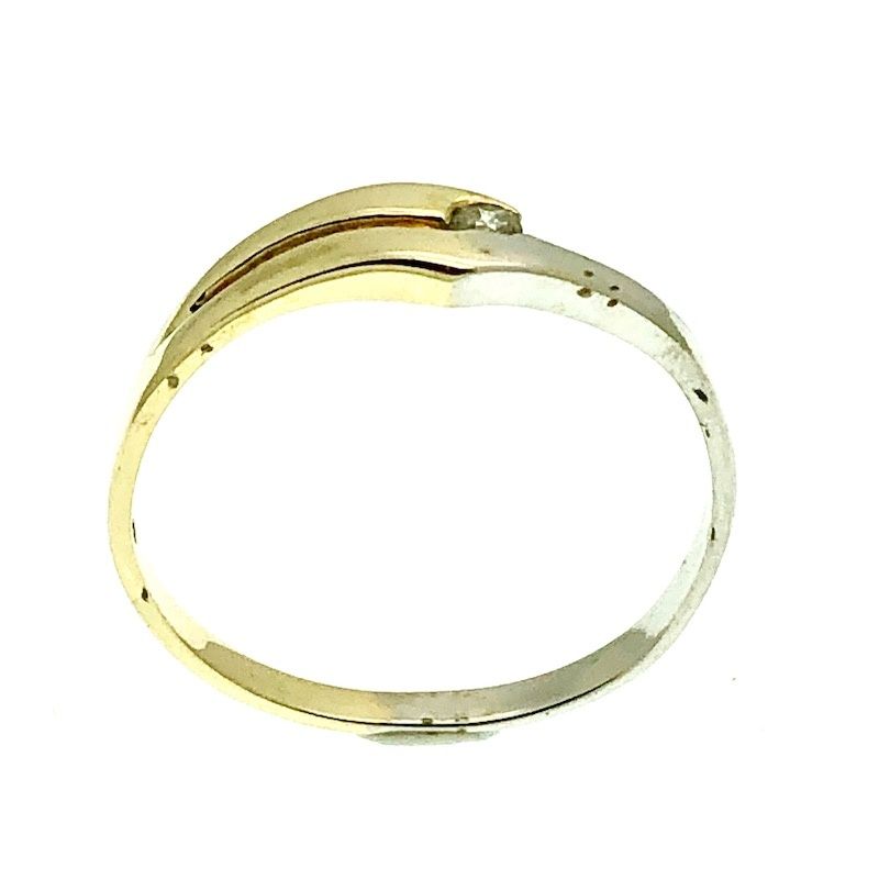 Image 3 of Two-tone gold solitaire ring with 0.03 ct diamond.