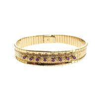18K Exclusive gold bracelet with rubies; Vintage | 18.5 cm